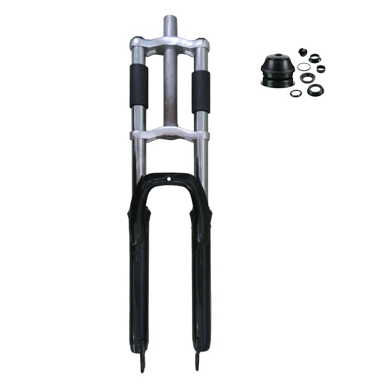 CDHPOWER Bike Suspension Fork 26"/29" Aluminum Double Shoulder 28.6mm Threadless Straight Tube, Triple Tree, Disc Brake Bracket,Black Bicycle Forks w/ 1-1/8" Headset - Image 1